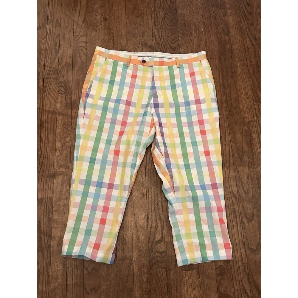 Shinesty Savannah Swinger Pastel‎ Plaid Men's Pants 38x21 Colorful Polyester